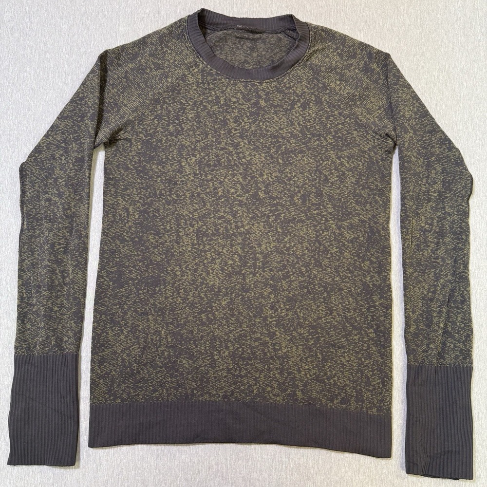 Lululemon Rest Less Pullover Black Armory Womens 6 Crew‎ Neck Long Sleeve Ribbed